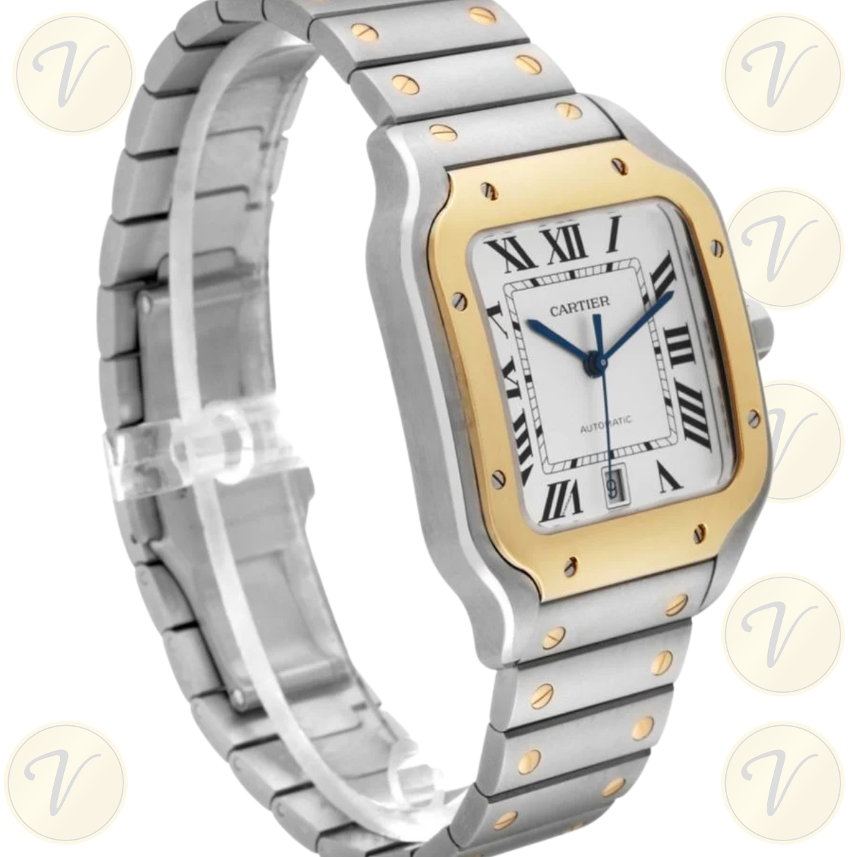 Cartier Santos Gold Silver Pour Homme