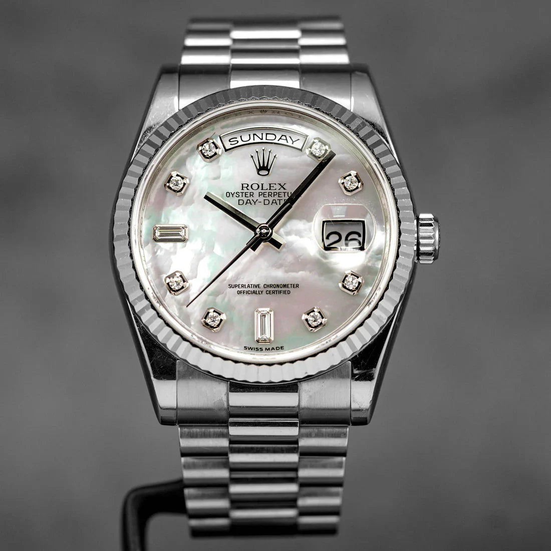 DAYDATE 36MM WHITEGOLD MOP BAGUETTE DIAL