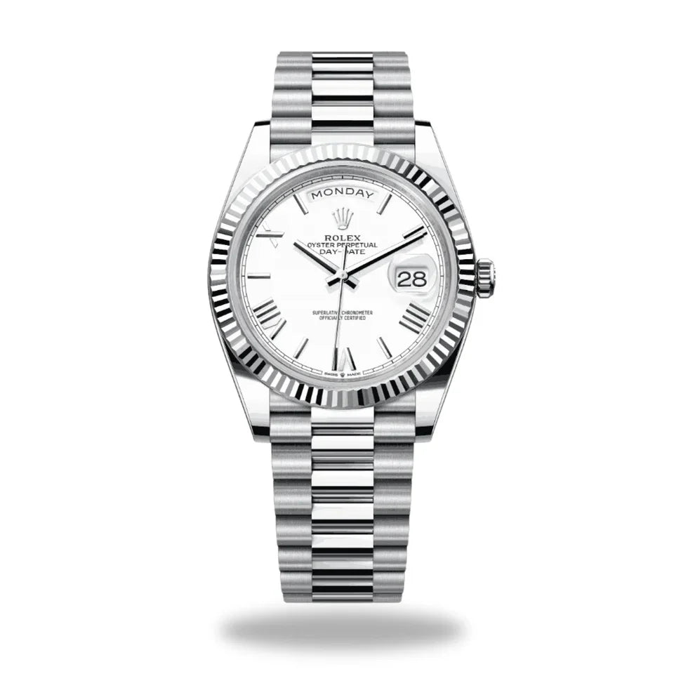 Rolex Day-Date 40MM Or Blanc Et Cadran Blanc President Ceinture