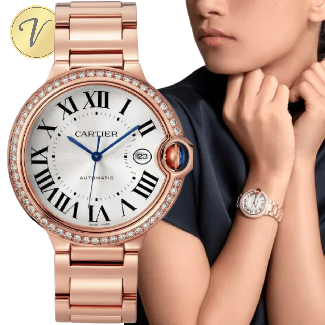 Ballon Bleu De Cartier Or Rose Sertie