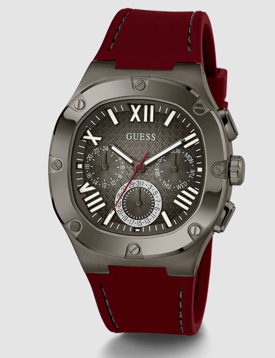 GUESS Mens Burgundy Gunmetal Multi-function Watch GW0571G4