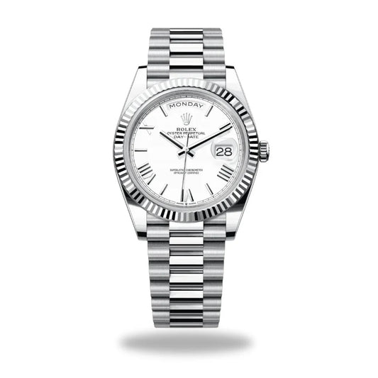 Rolex Day-Date 40MM Or Blanc Et Cadran Blanc President Ceinture